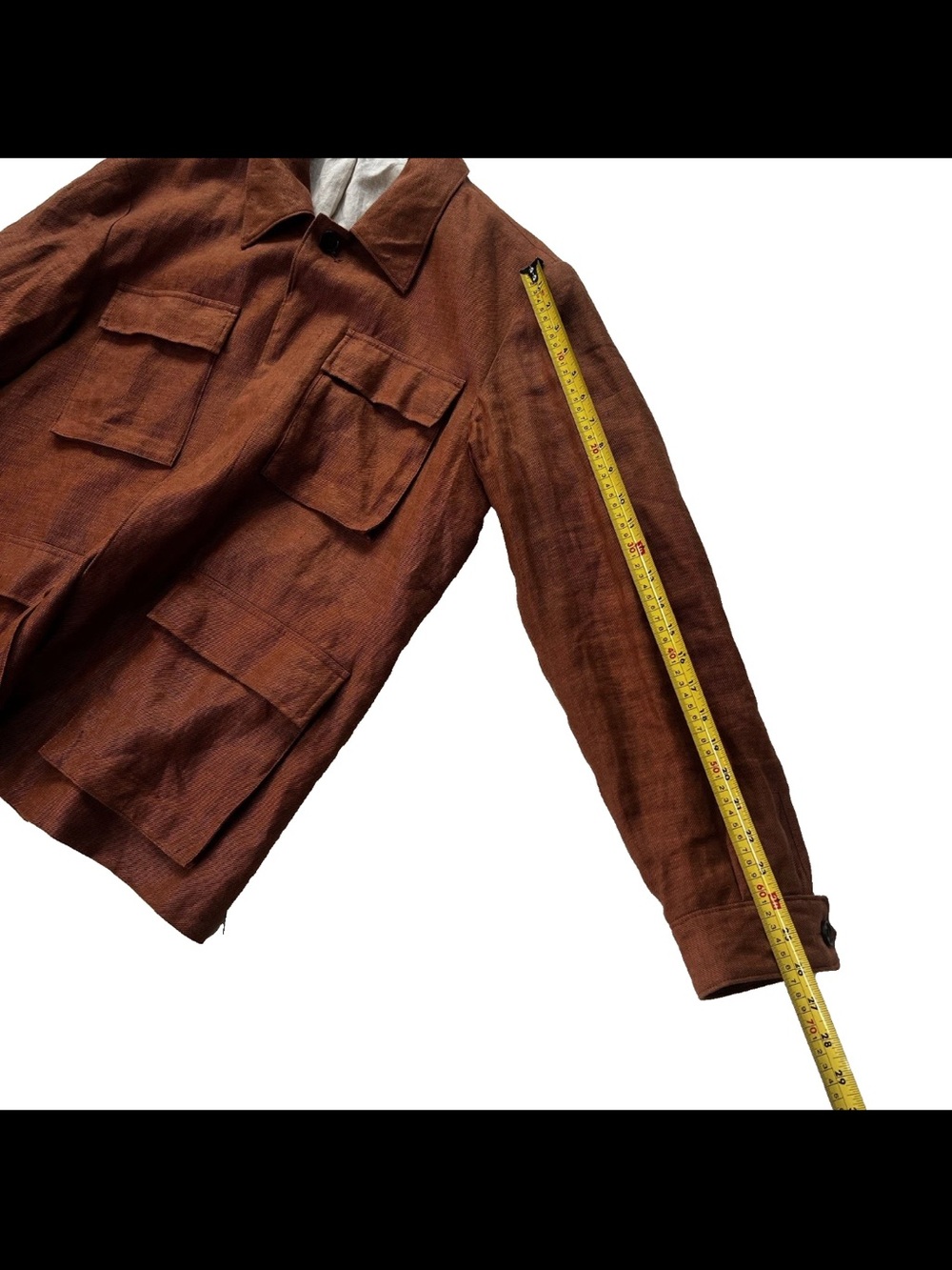 Banana Republic Mens Bastian Linen Field Jacket L Burnt Rust Quiet Luxury - Picture 7 of 9